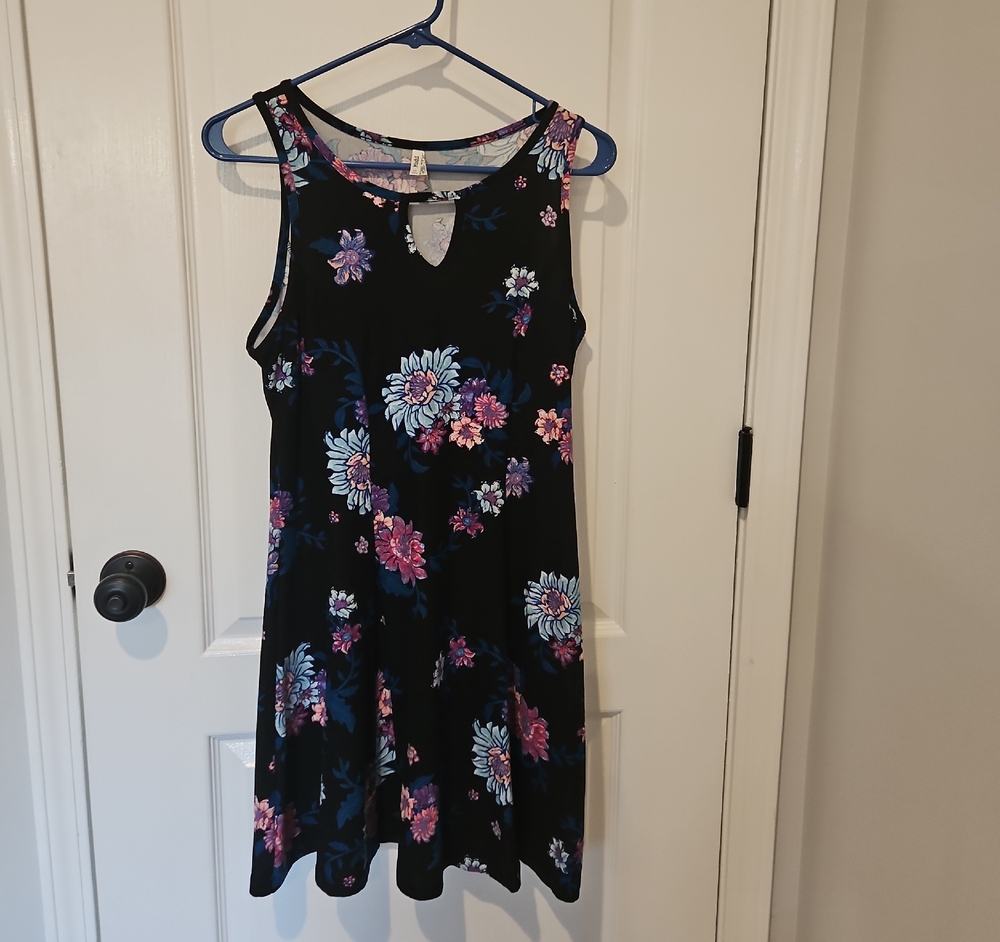Mudd Black Sundress with Floral Print and Halter Neckline for Casual Wear
